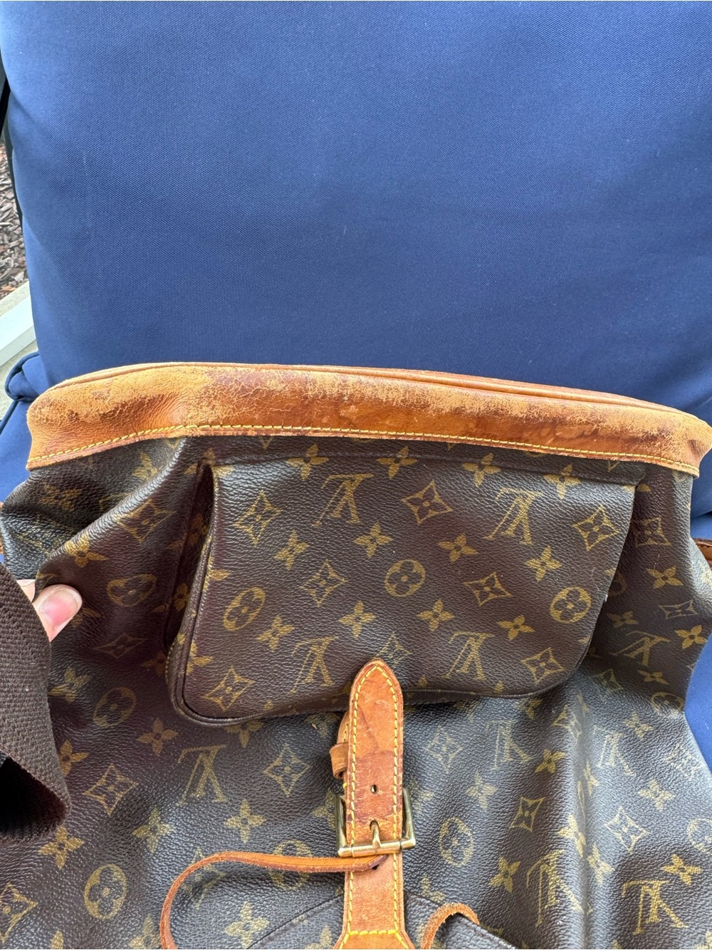 Louis Vuitton Brown Monogram Canvas Drawstring Backpack with Tan Leather Trim - Picture 6 of 12